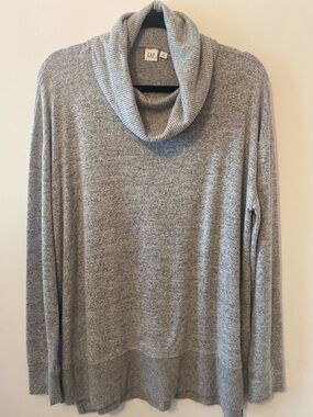 GAP Cowl Neck Heather Gray Long Sleeve Sweater
